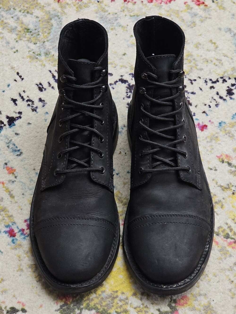 Thursday Boot Co Captain Black Matte Leather Cap Toe Boots Mens Size 9 Lace Up - Picture 2 of 11